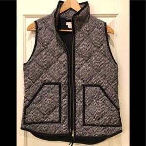 J. Crew Striped Herringbone Puffer Vest